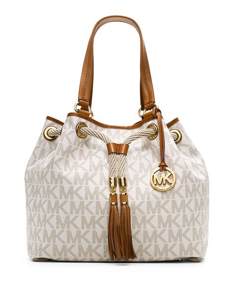 michael kors beige large purses|Michael Kors pleated bag.